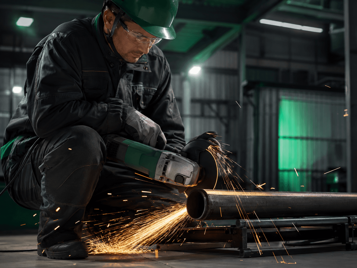 Professional steel cutting application using industrial tools